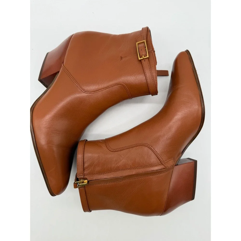 Franco Sarto Amber Leather Ankle Boots‎ Womens 7M Brown Excellent  Buckle Zip